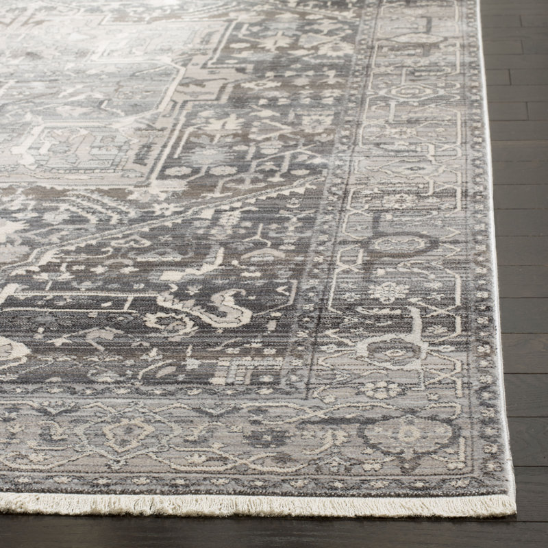 Gloversville Oriental Gray/Charcoal Area Rug, Rectangle 4' x 6'
