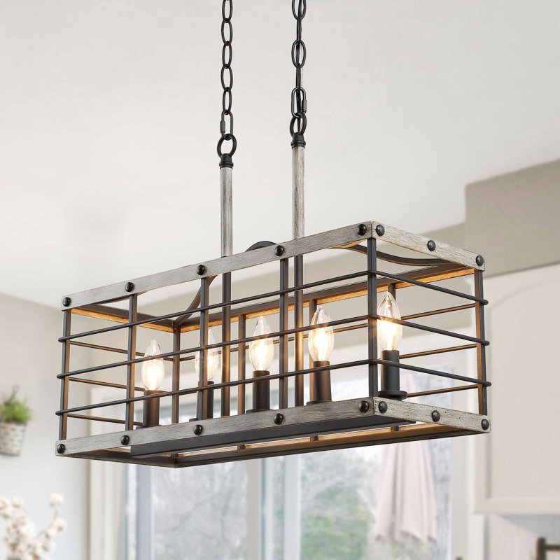 Christasia 5 - Light Iron Dimmable Kitchen Island Square / Rectangle Chandelier