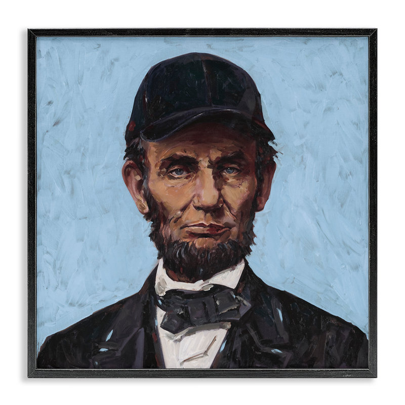 Honnête Abe avec casquette de baseball, estampe numérique, design Studio Bautista, H 17 po x l 17 po