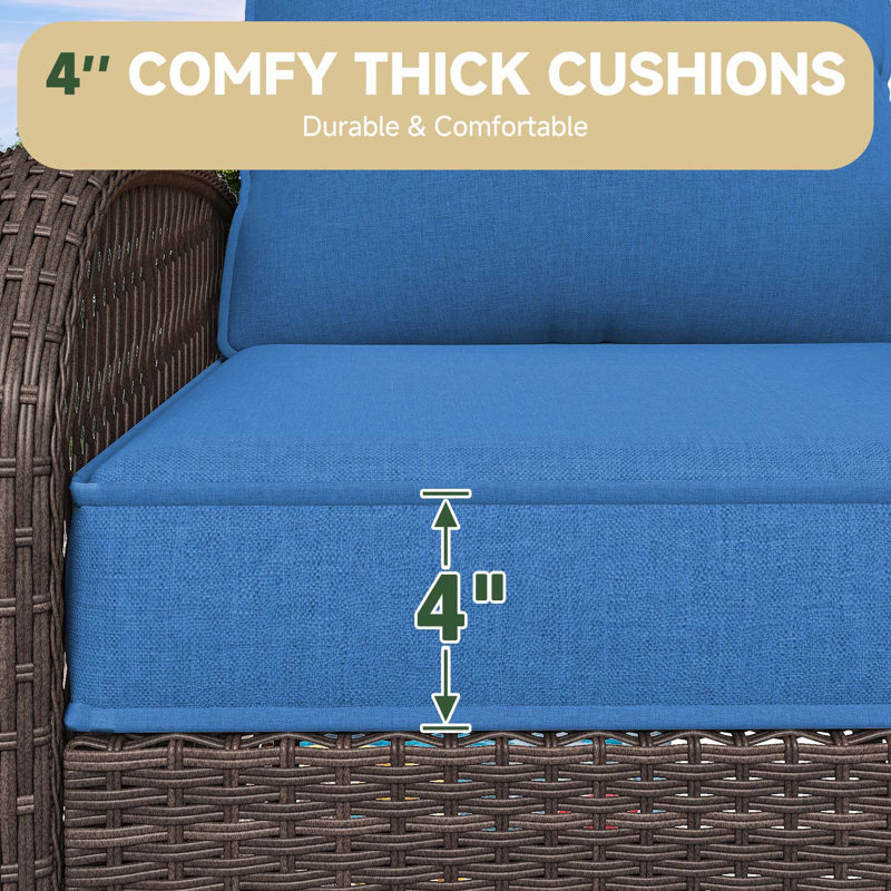 8-pcs Patio Individual Chair Cushion Covers – 4" Thick Water-repellent Replacements For 4-seat Sectional Sofa, Navy
