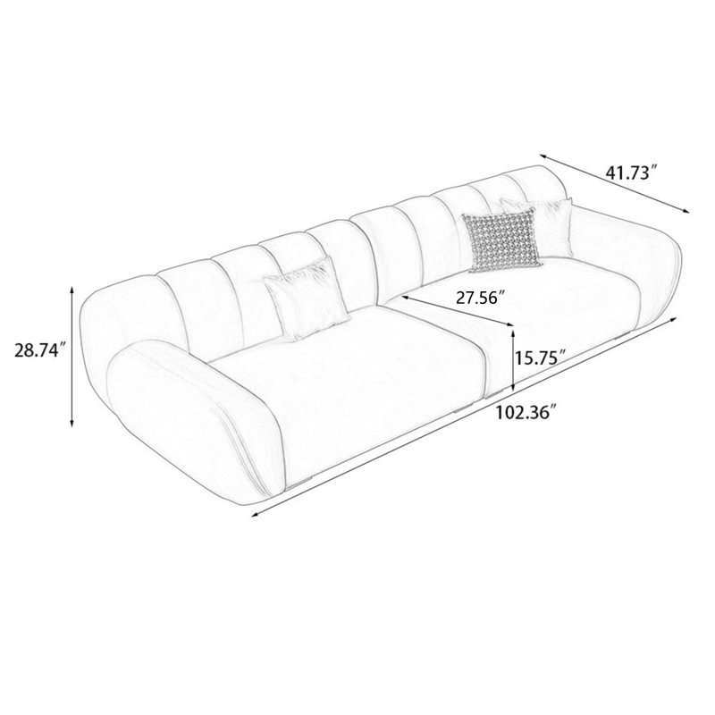 Canapé modulaire bleu en polyester, 28,74 po H x 102,36 po L x 41,73 po P, 3, Bleu