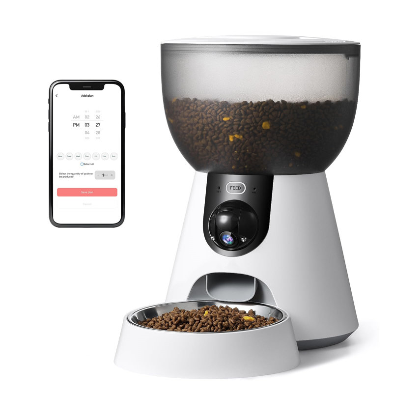 Smart Automatic Pet Feeder: 160° Camera Motion Detection Steel Dispenser