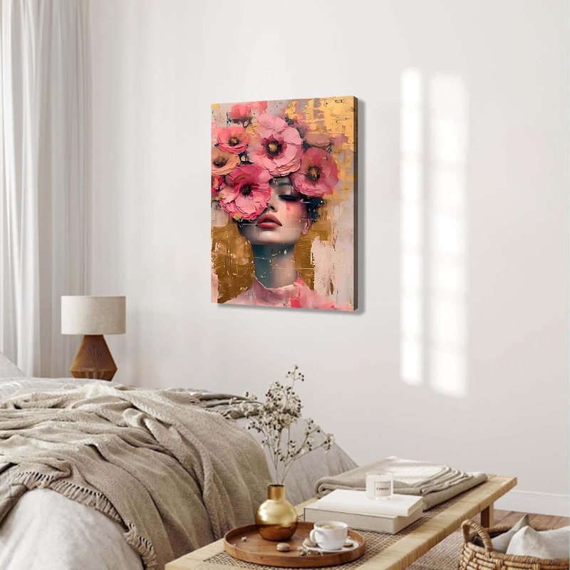 Flowers Tropical Wall Art & Decor - Gifts For - Framed Canvas Painting Wall Art For Bedroom Home Office, Living Room - Floral Pink Decor Picture Print