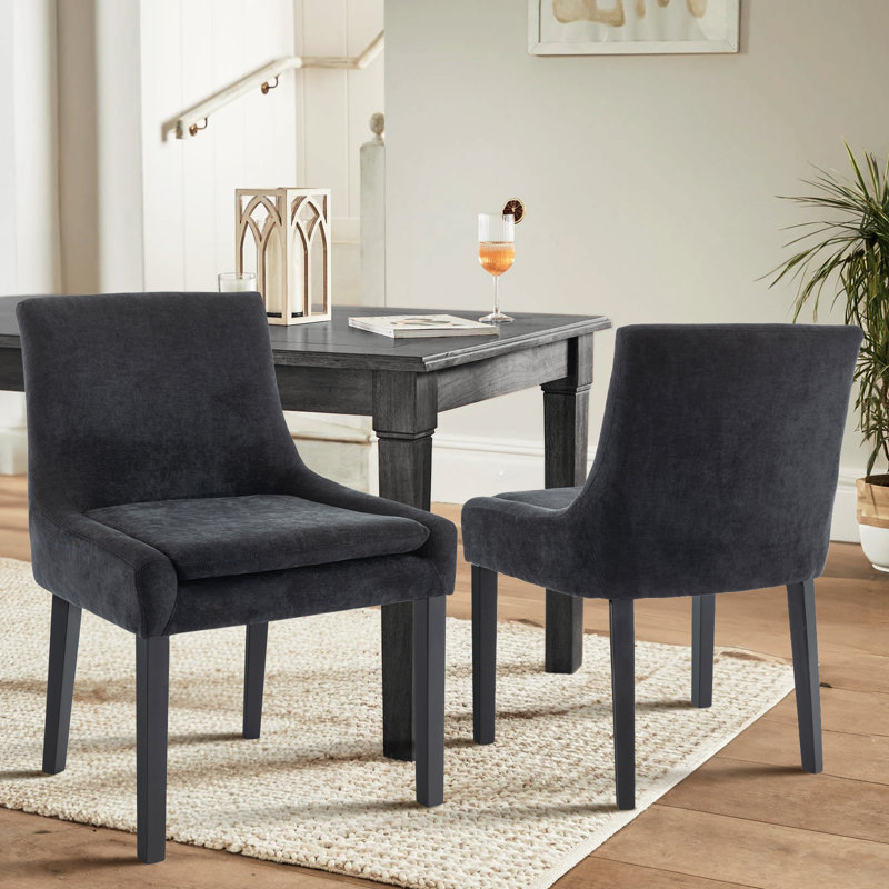 Chaise d'appoint rembourrée en velours côtelé Demarrion, Tissu noir