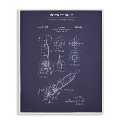 «Rocket Ship Blueprint», art de la giclée encadrée par Susan Ball