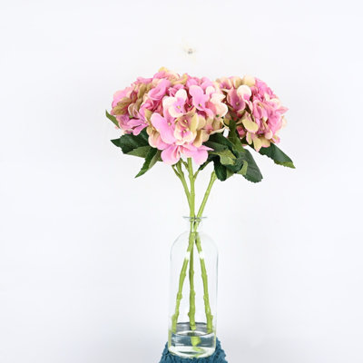Artificial Hydrangea Floral Arrangement In Vase, Greenery Foliage Long Stem Faux Flower With Faux Water For Dining Table Centerpieces, Home Office Wed