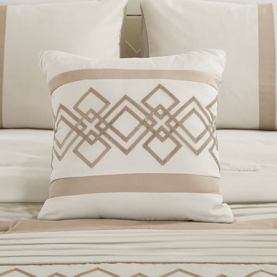 7-Piece Bohemian Embroidery Pleated Stripe Comforter Set 
