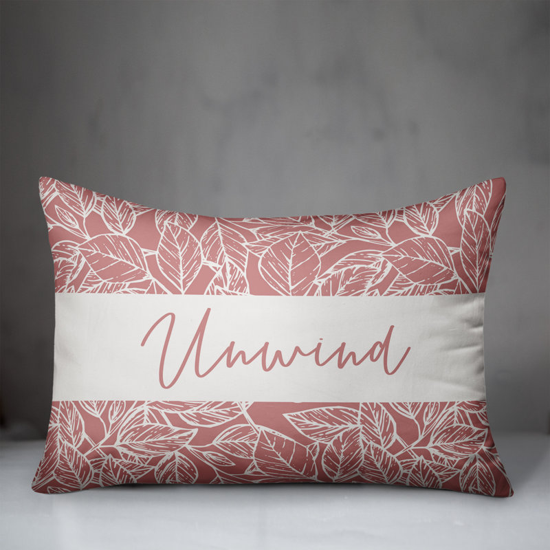 Unwind Leaves 17 Outdoor Rectangular Pillow Cover & Insert, Pink