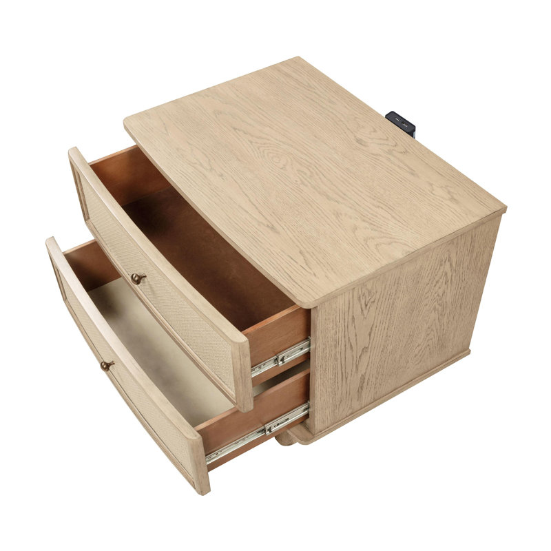 Table de chevet 2 tiroirs Chêne beige