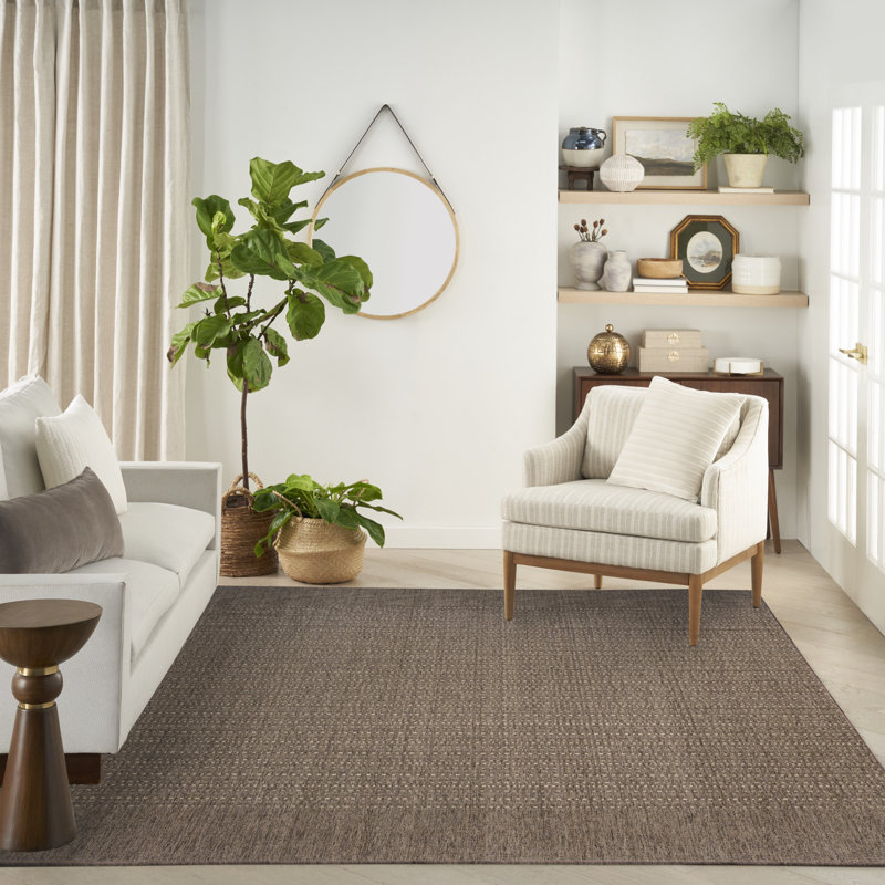 Tulum Striped Indoor/Outdoor Area Rug, Rectangle 4' x 6', Brown