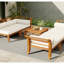 Ensemble de canapé de patio 6 pièces, ensemble de conversation modulaire d'extérieur en bois d'acacia, ensemble de conversation en forme de L, lit de jour convertible avec table à thé, repose-pieds, 5 coussins et coussins, teck et beige