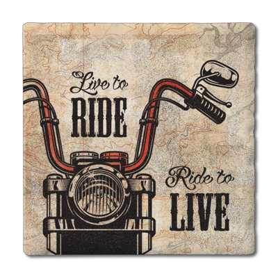 Motorcycle 4-Pack Tumbled Tile Stone Coasters