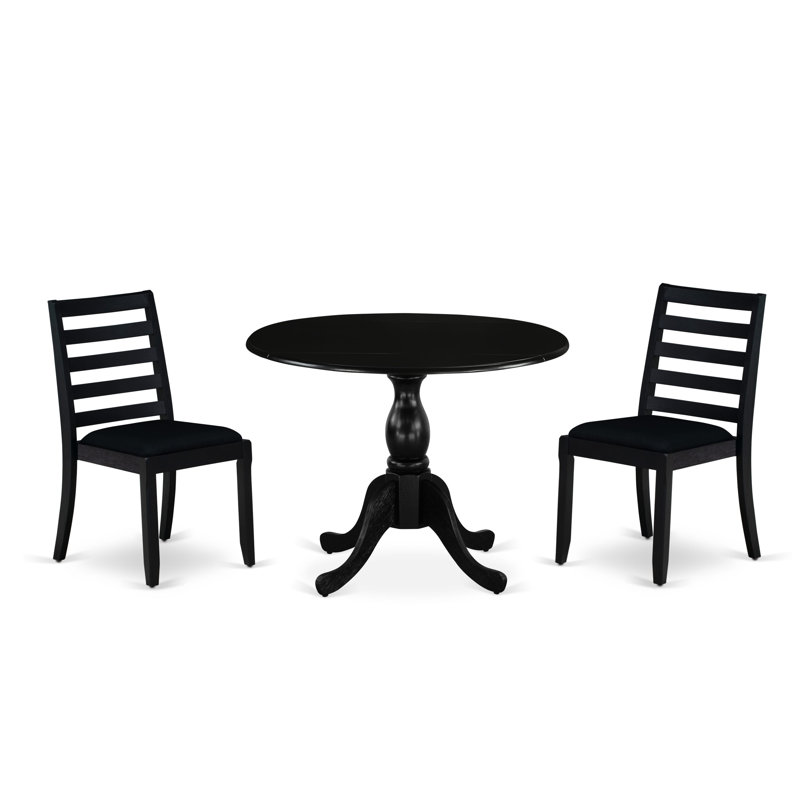 L'ensemble de salle à manger comprend une table ronde et des chaises empilables en polyester, noir, 3