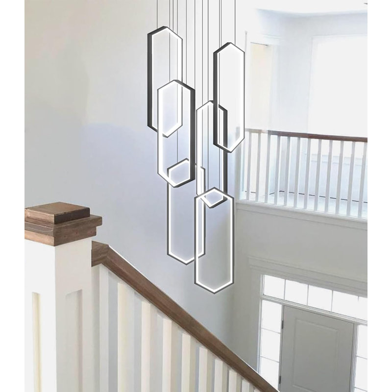 6 - Light Glam Dimmable Linear Chandelier, Matte Black
