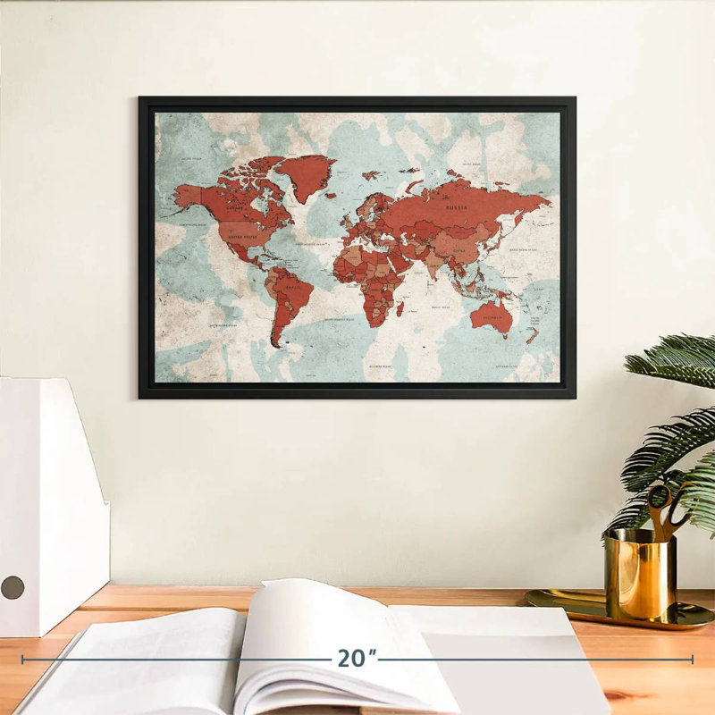 Keiri Aged World Map XII, 9" H x 13" W
