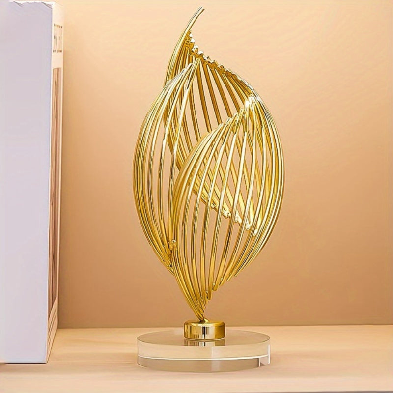 Abstract Golden Twisted Tabletop Sculpture, 8.27" H x 3.45" W x 3.15" D