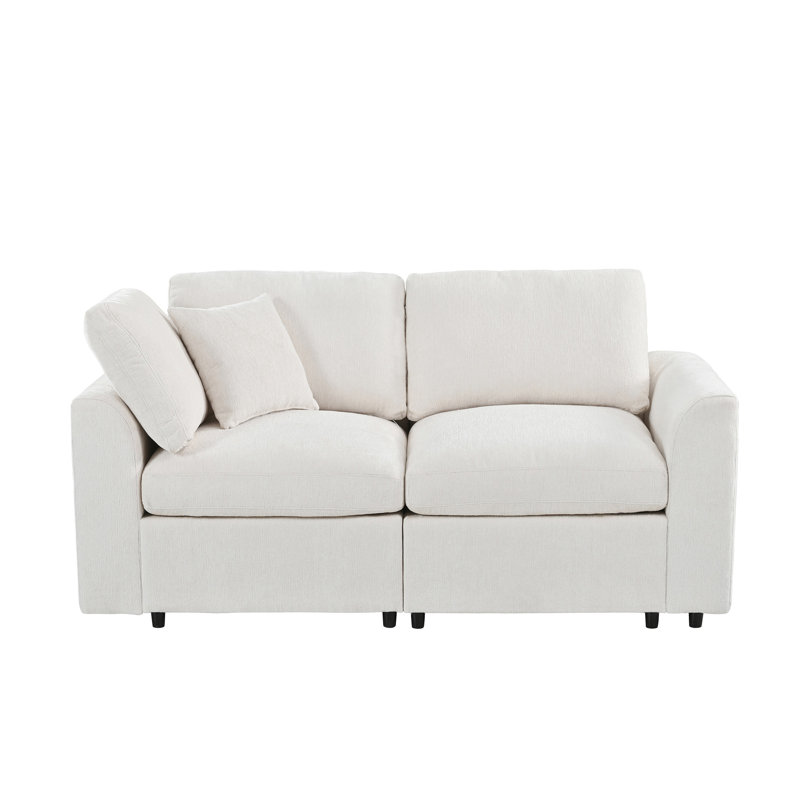 Canapé Mid-Century, Chenille beige