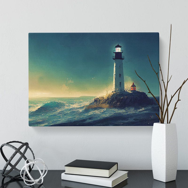 Powerful Lighthouse Sunrise - Wrapped Canvas, 35cm H x 50cm W x 3cm D