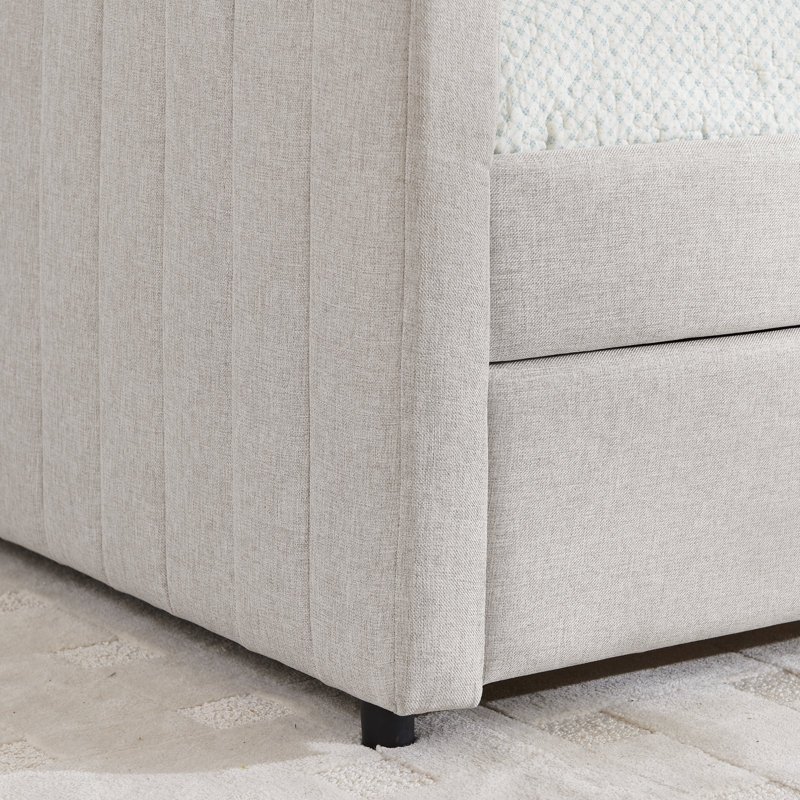 Lit de jour avec canapé-lit tapissier, Beige, Lit double