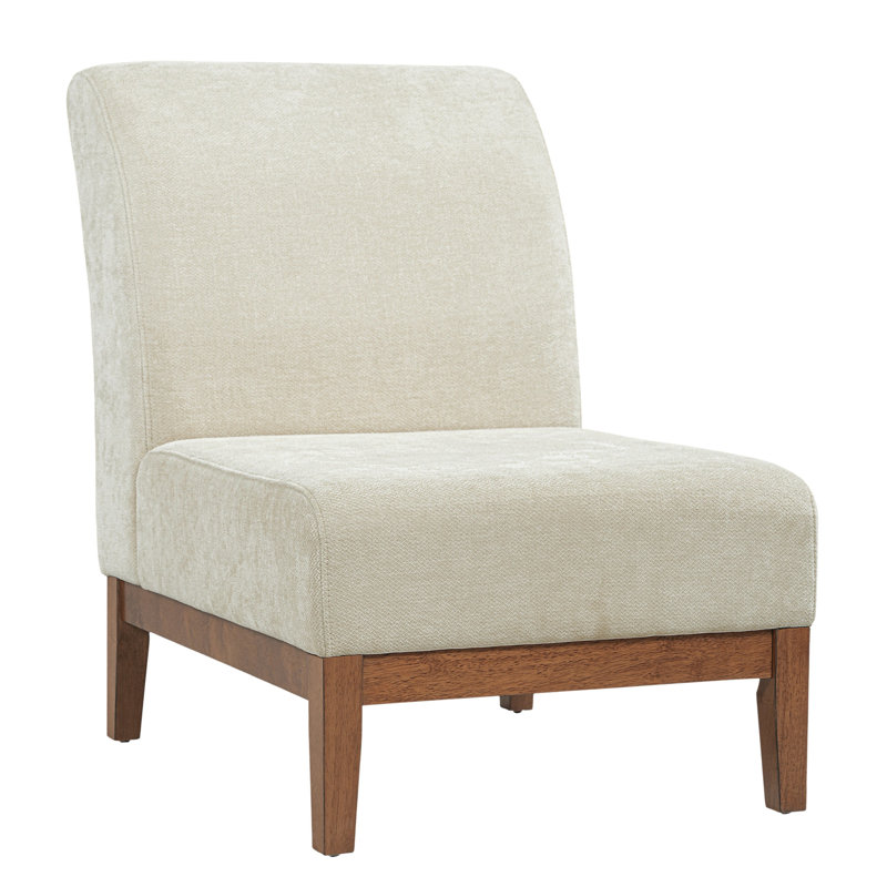 Fauteuil de chambre rembourré moderne Mid-Century avec structure en bois d'hévéa