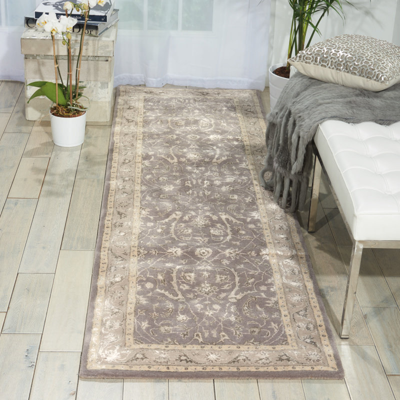 Tapis gris touffeté à la main Heimann, Tapis de couloir 2 pi 3 po x 8 pi