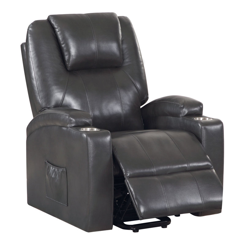 Shatima Transitional Recliner with Power Lift and Massage, Gunmetal