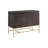Brown Wood Finish Accent Storage - Solid Frame, 2 Shelf Interior Stunning Gold Metal Base, Shelves