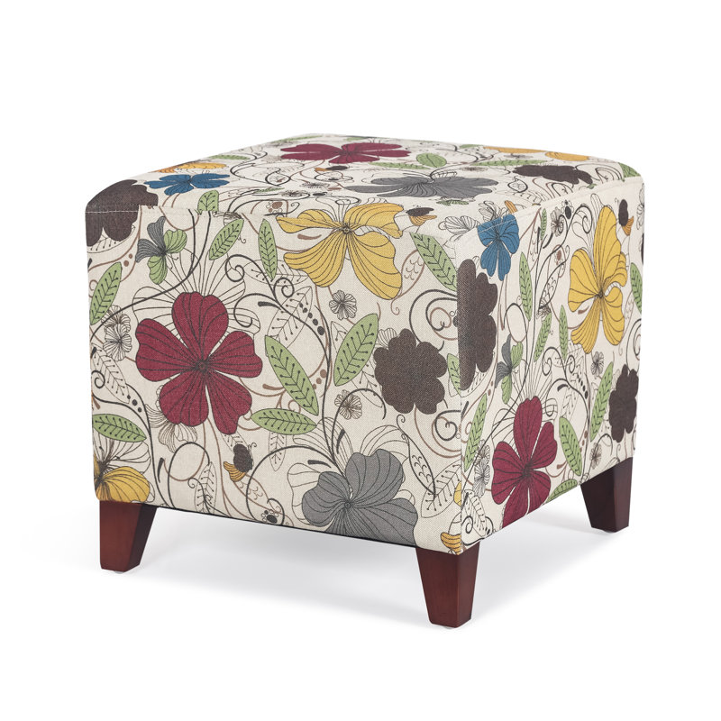 Moorhouse Upholstered Ottoman, Multicolor Flowers 100% Polyester