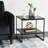 Square Side End Table with Storage Shelf, Oak Wood Grain and Black Metal Frame-2136747228