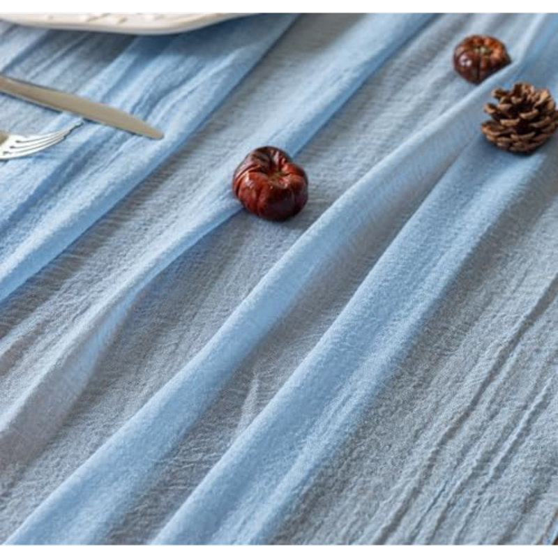 Chemin de table en étamine bleu clair 120 pouces pour les décorations de fêtes