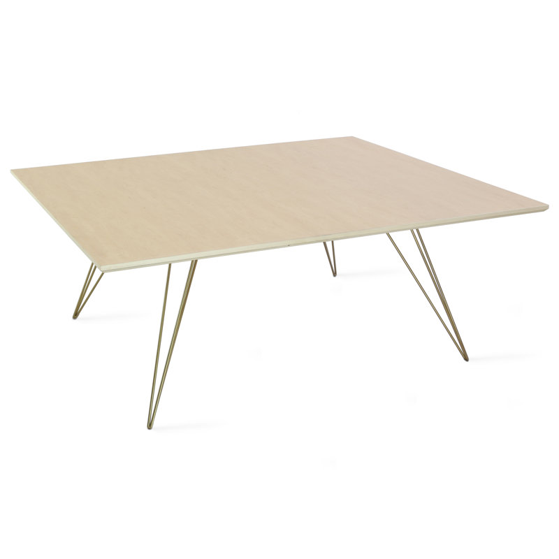 Williams Coffee Table, 18" H x 46" L x 40" W, Brassy Gold, Maple