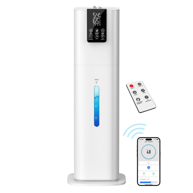 Smart Humidifiers Large Room Bedroom Home,2.11Gal(8L) Quiet Top Fill Cool Mist Humidifier,Smart App & Remote Control, 3 Speed Humidifier With 360°Nozzle,Humidity Setting For Baby Office Plant