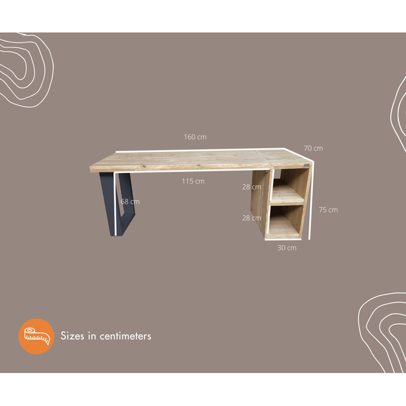 Esterbrook Solid Wood Writing Desk, Black, 75cm H x 160cm W x 70cm D