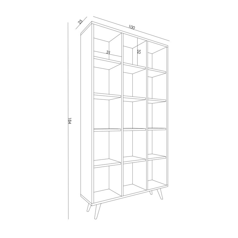 Modern Oak Bookshelf, 5 Shelves, 39.4 x 72.4 x 9.8 inches | 100% Melamine Coated Particle Board, Thickness: 0.7 inches | Wall-Mountable Design, Stylish Marble Concept, Perfect for Home or Office Storage