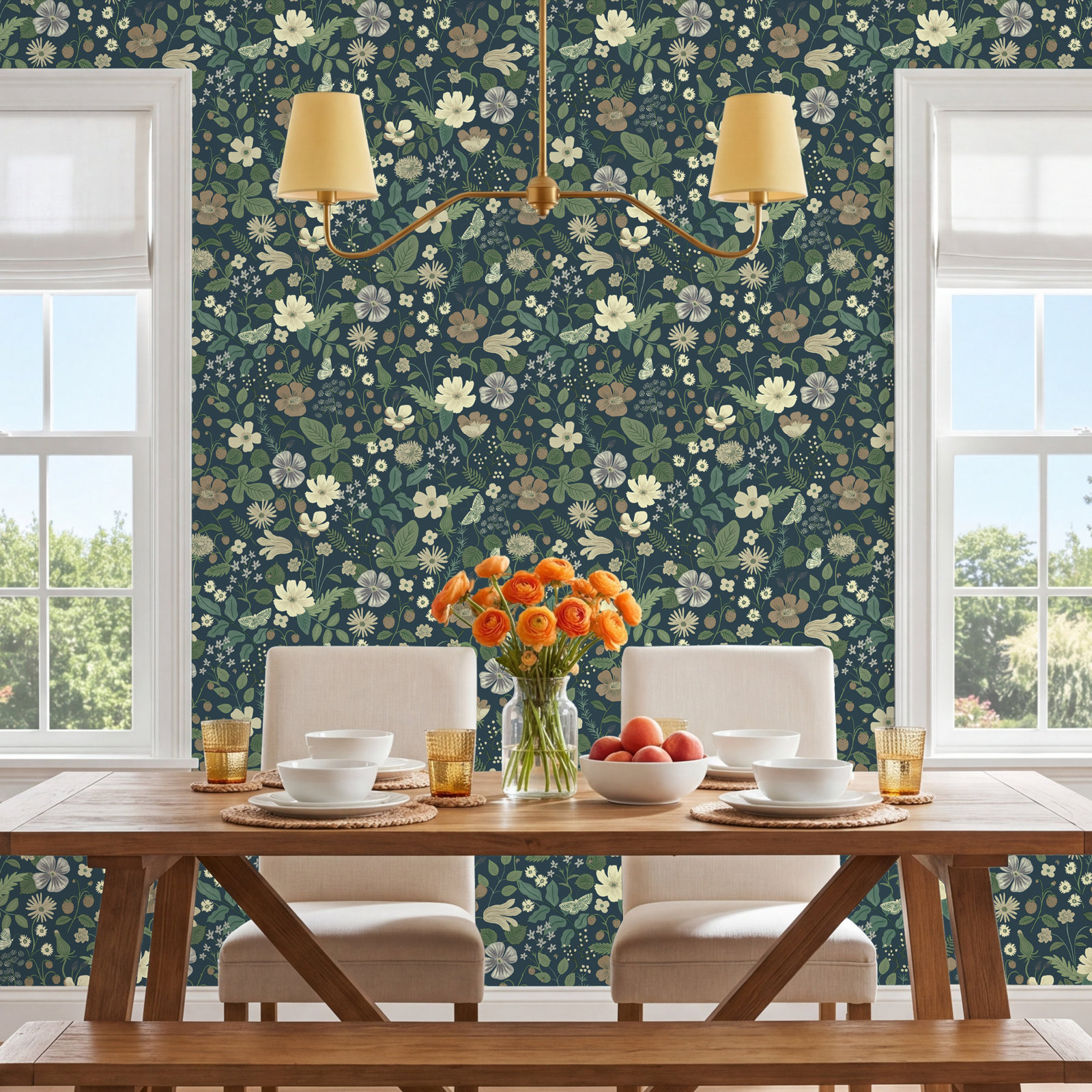 Strawberry Fields Wallpaper Roll, Navy
