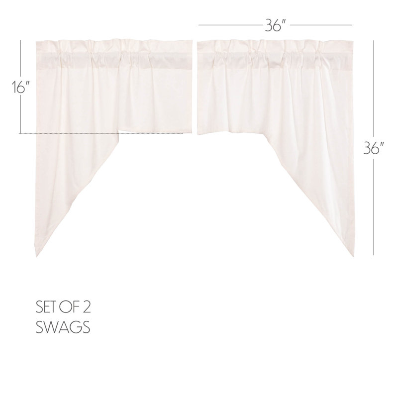 RuckeR Cotton Blend Swag Window Valance, Antique White