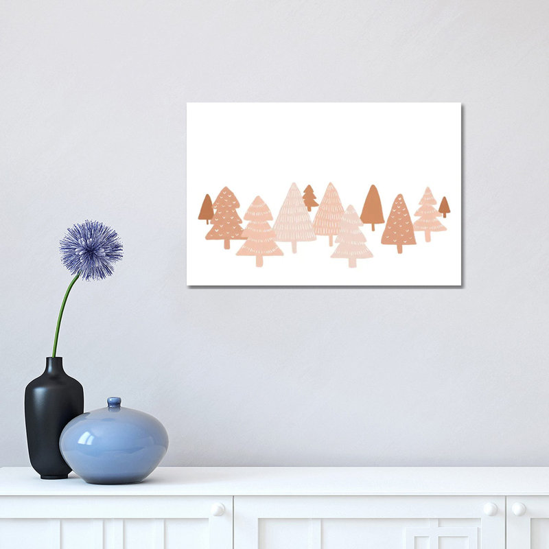 "Blush Winter Trees" par Orara studio, reproduction d’art, H 12 po x l 18 po x 1,5 po, Toile tendue, Pas de tapis