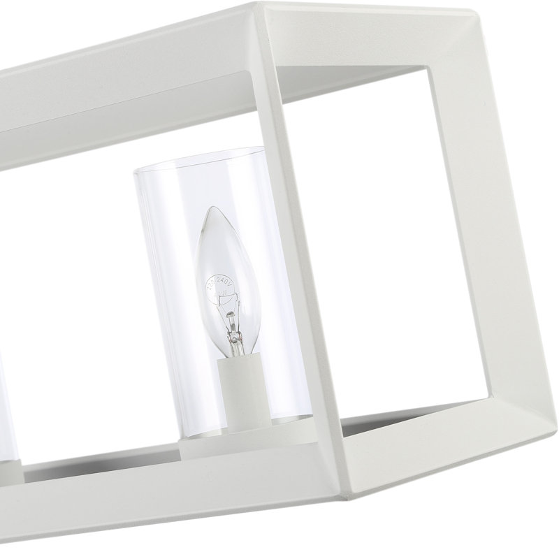 Luminaire suspendu linéaire à cinq lumières pour îlot de cuisine Averee, Clear Glass, Blanc naturel