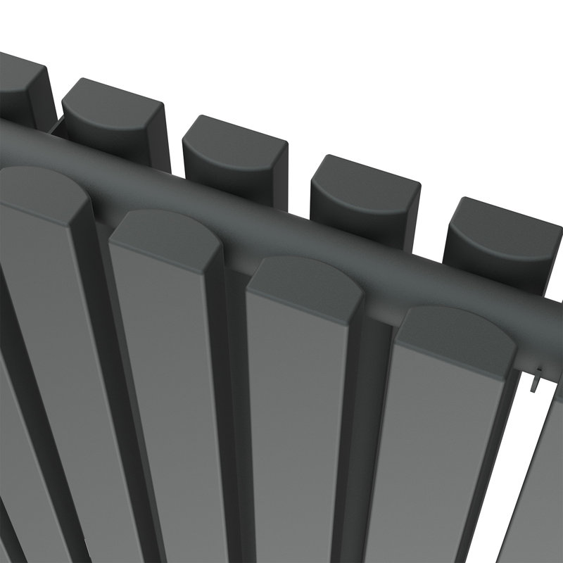 Ipolitas Double Panel D Shape Horizontal Designer Radiator, 60cm H x 55cm W, Anthracite
