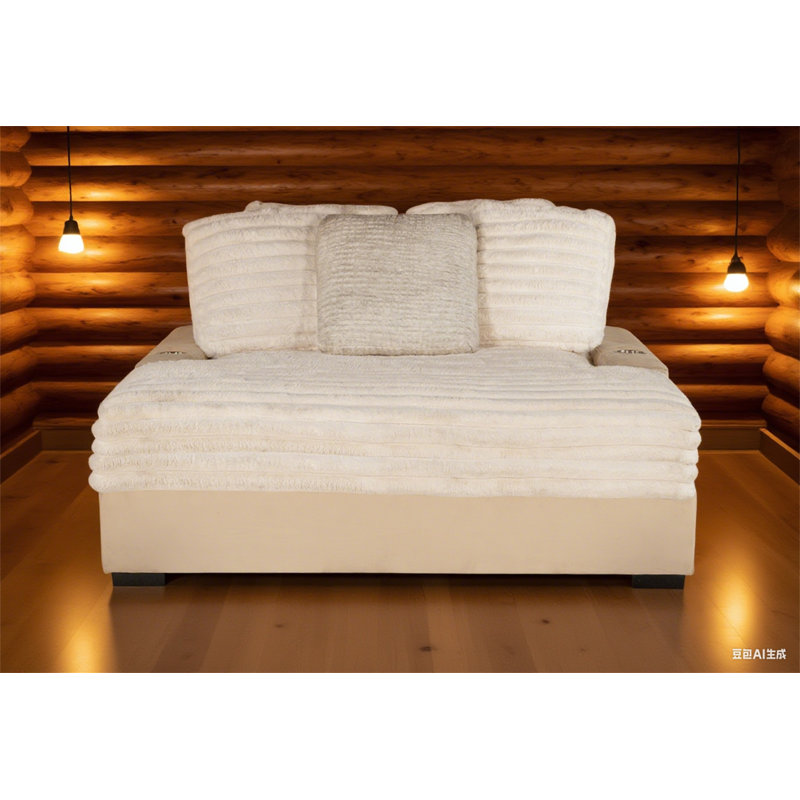 Wide Sofa Bed, 2-Seater Lounger Sofa With USB With Cup Holders, Overstuffed Cushion Sleeper With Skin-Friendly Upholstery