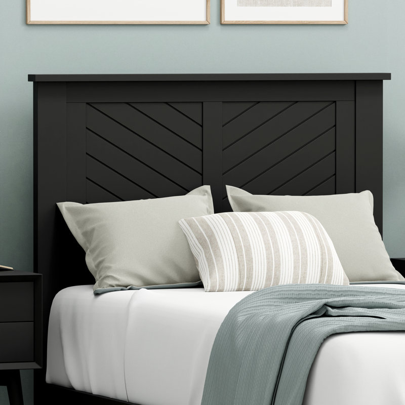 Breigh Wood Headboard With Chamfer, Black, King