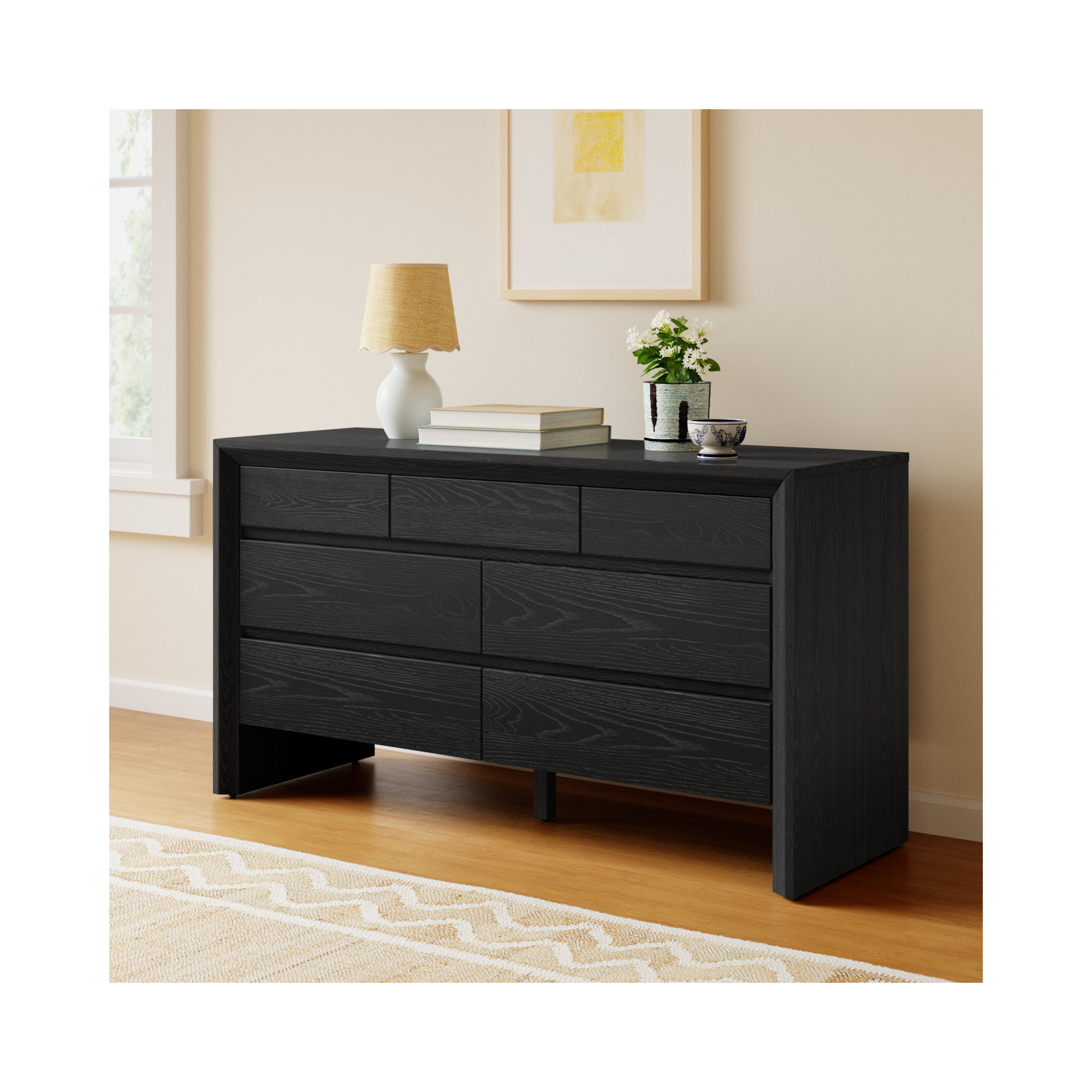 Wyat 7 Drawer Dresser, Black