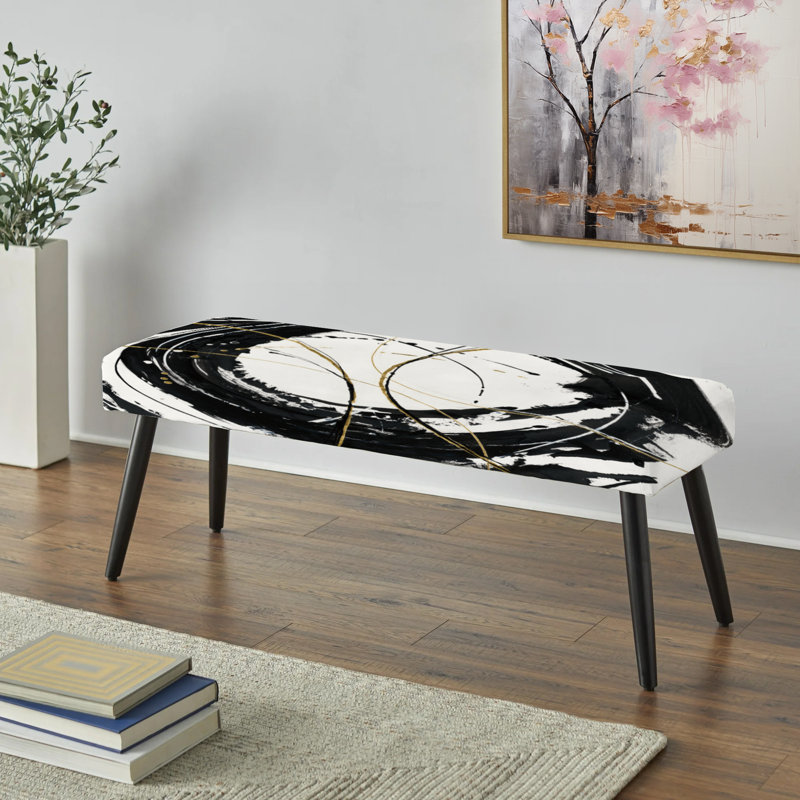 Finlay - Abstract Glam Upholstered Black Bench