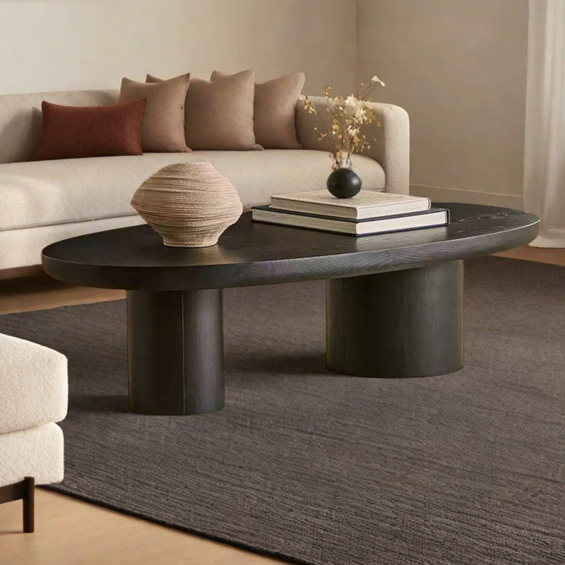 Table basse moderne de style simple avec plateau en pin, H 14,96 po x L 47,24 po x l 23,62 po, Noir