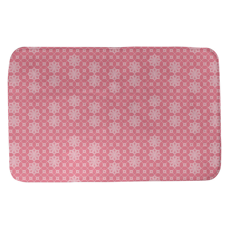 Tapis de bain en treillis Leffel, l 17 po x L 24 po, Rose