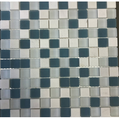 1" x 1" Natural Stone/Glass Grid Mosaic Wall & Floor Tile