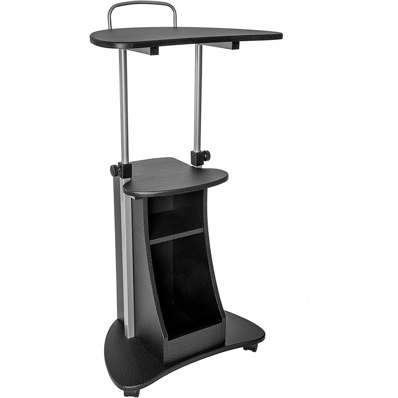 Chariot roulant réglable pour ordinateur portable avec tiroir de rangement, tablette ouverte et roues verrouillables