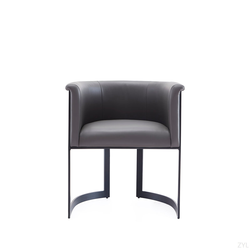 Chaise en métal et cuir Vegan, Gris