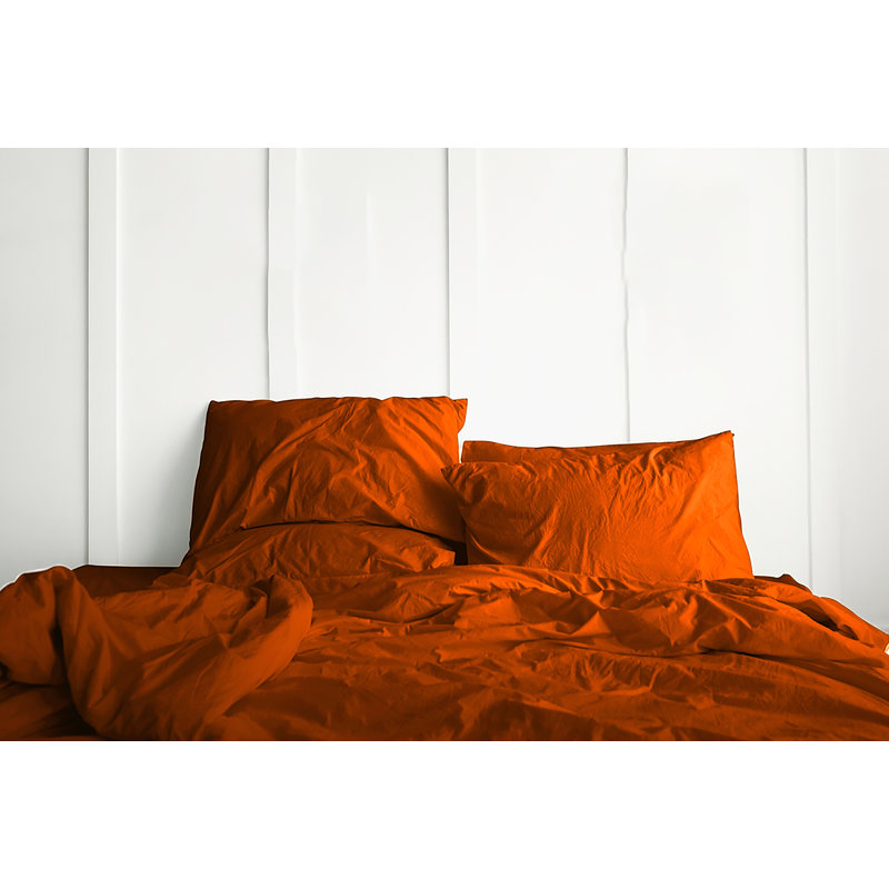 6 Piece Rayon Guest Room Sheet Set Case Pack, Autumn Orange, Full Sheet Set + 1 Fitted Sheet + 4 Pillowcases