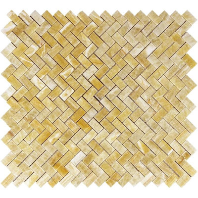 Honey Onyx 1X2 Herringbone Polished Mosaic Tile
